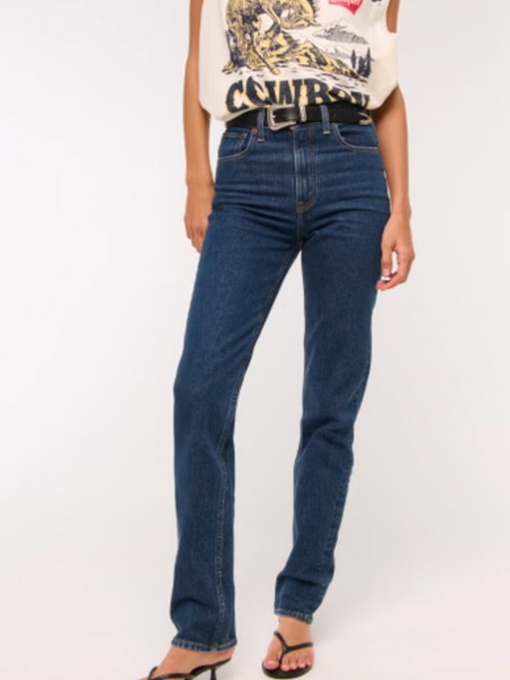 Ultra High Rise 90s Straight Jean- Dark Marble Wash, Size 30 Short